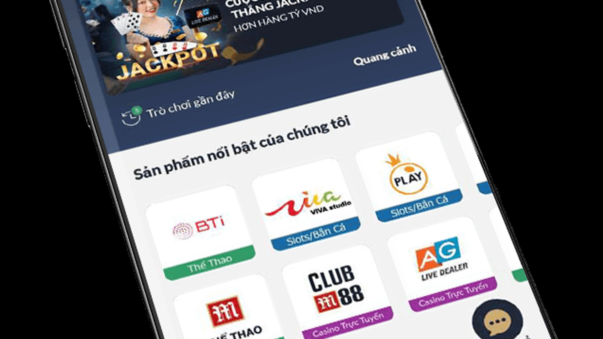 Giao diện ứng dụng di động 888bet trên điện thoại